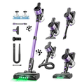 10-in-1 Cordless Vacuum Cleaner with Green LED Searchlight and HEPA Filtration, Purple