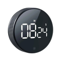 Round Digital Countdown Timer LED Display Rotating Knob with Alarm, Countdown and Count Up, Black, Pomodoro