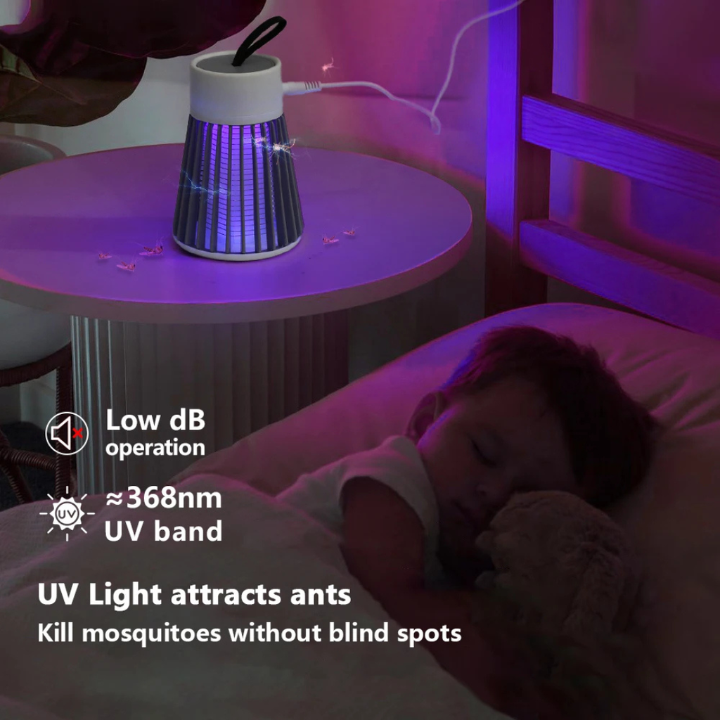 2-in-1 Electric Mosquito Zapper and LED Night Light, USB Powered Bug Killer for Indoor and Outdoor Use
