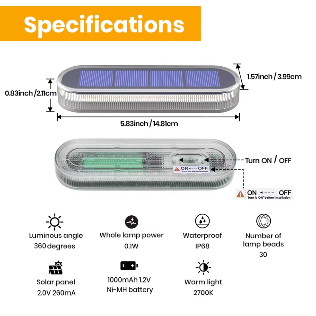 Solar Powered LED Step Lights (6 Pack), IP68 Waterproof, Auto On/Off, Screw Free, for Deck, Stairs, Garden and Patio
