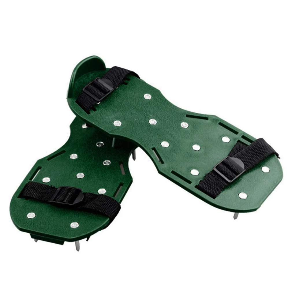 Lawn Aerator Spike Sandals with Adjustable Straps, 1 Pair, Green