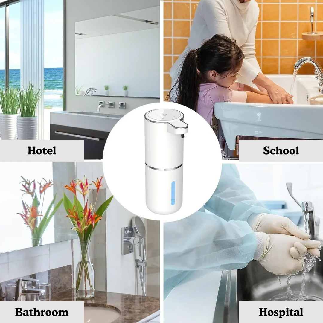 Touchless Automatic Foam Soap Dispenser USB Rechargeable, 4-Level Adjustable Foam Volume, White