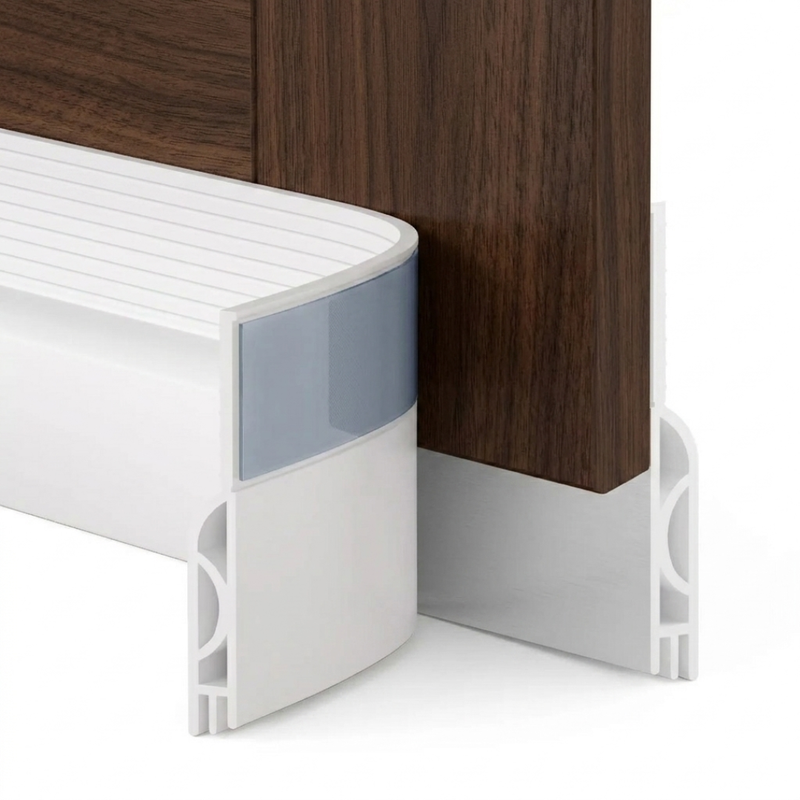 Door Draft Stopper Seal Strip 100cm, Silicone Stripping, Windproof, White