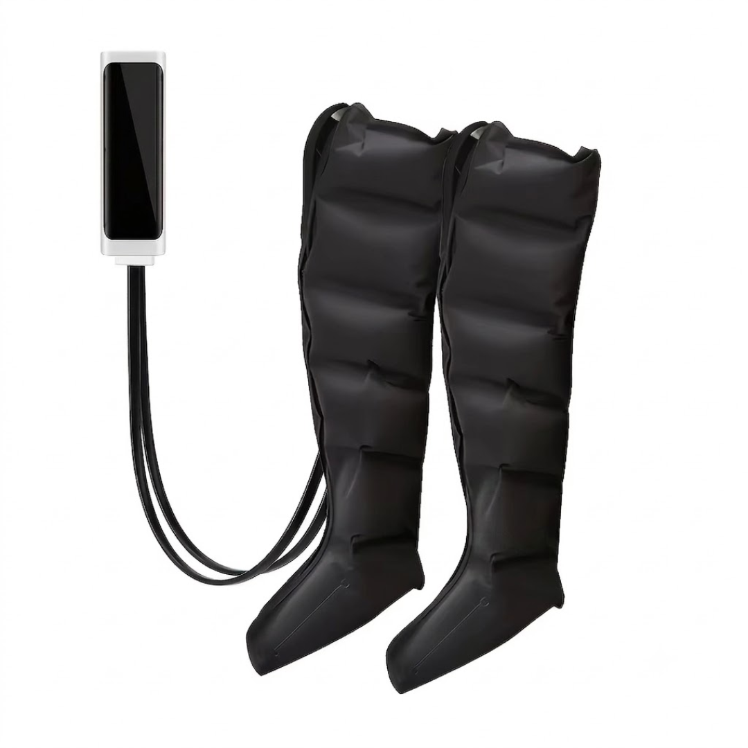 Air Compression Leg Massager Boots (Pair), 6-Airbag Pneumatic, 3-Speed 3-Mode Adjustable