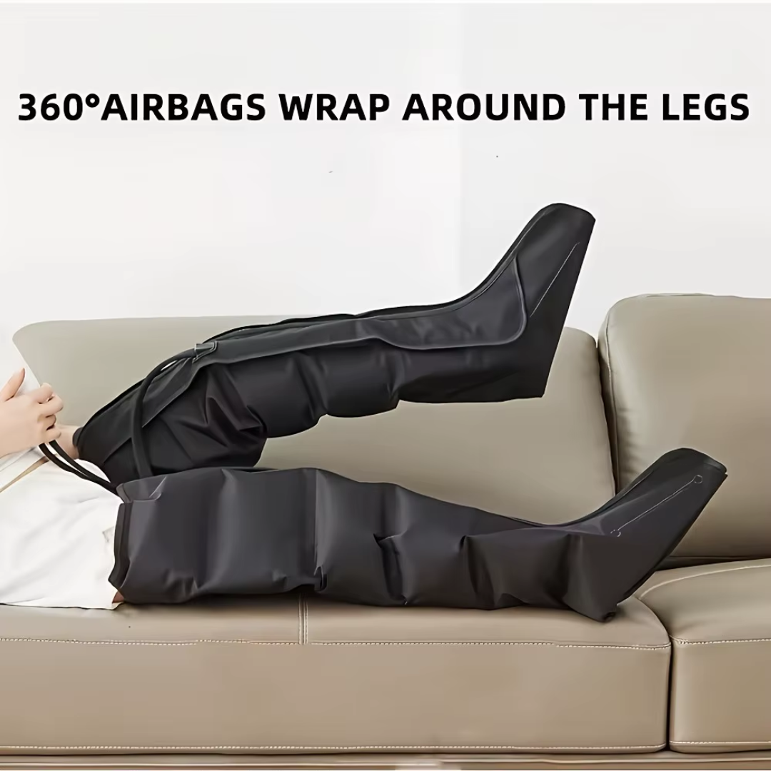 Air Compression Leg Massager Boots (Pair), 6-Airbag Pneumatic, 3-Speed 3-Mode Adjustable