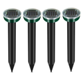 Solar Powered Ultrasonic Pest Repeller Stakes (4 Pack) - Mole, Mouse, and Rodent Deterrent for Garden, Lawn and Yard