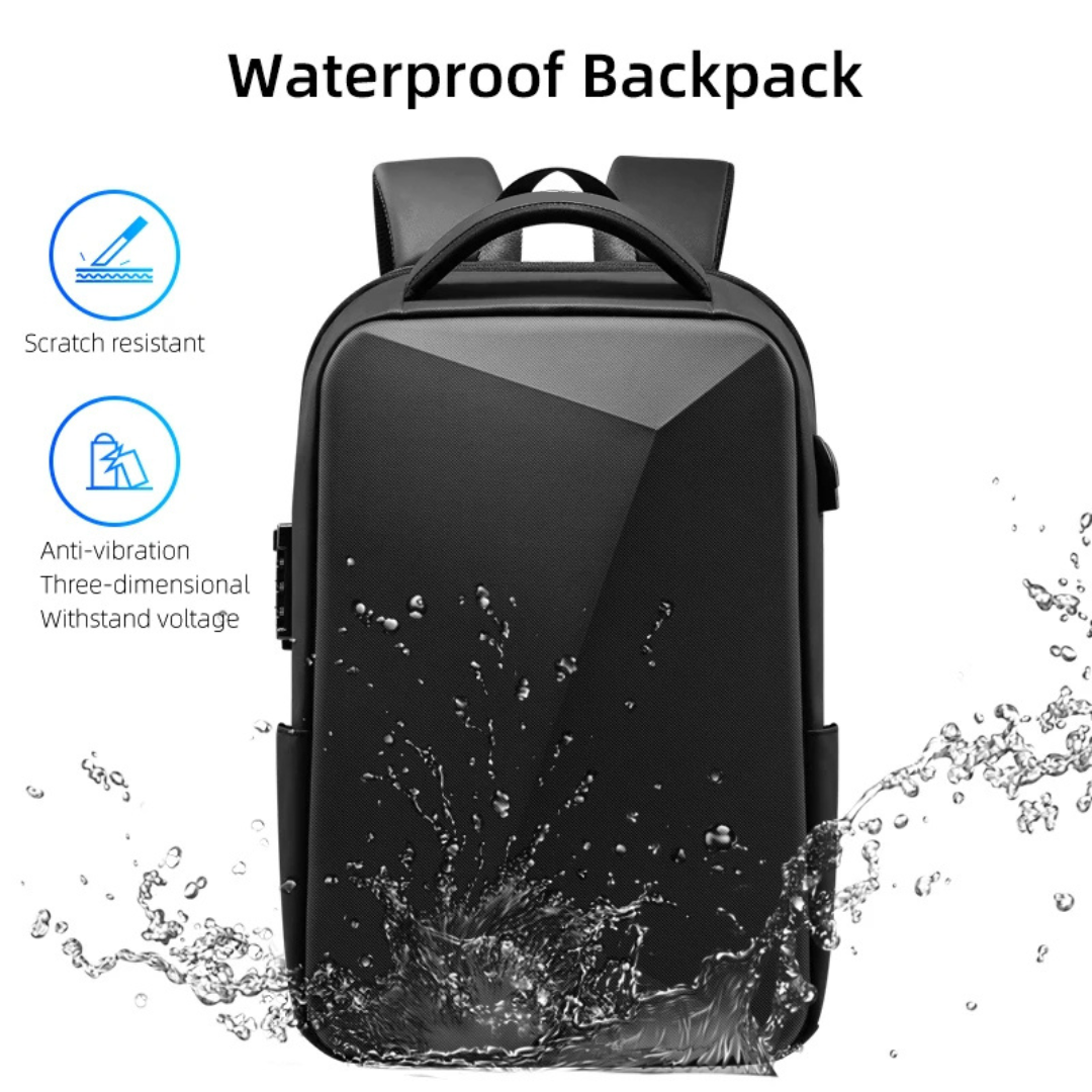 Expandable Water-Resistant and Anti-Theft Business Backpack with TSA Lock and USB Port, 15.6 Inch Laptop, Black
