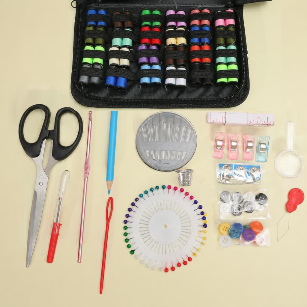 172 Piece Sewing Kit with Portable Case, Threads, Needles, Measuring Tape