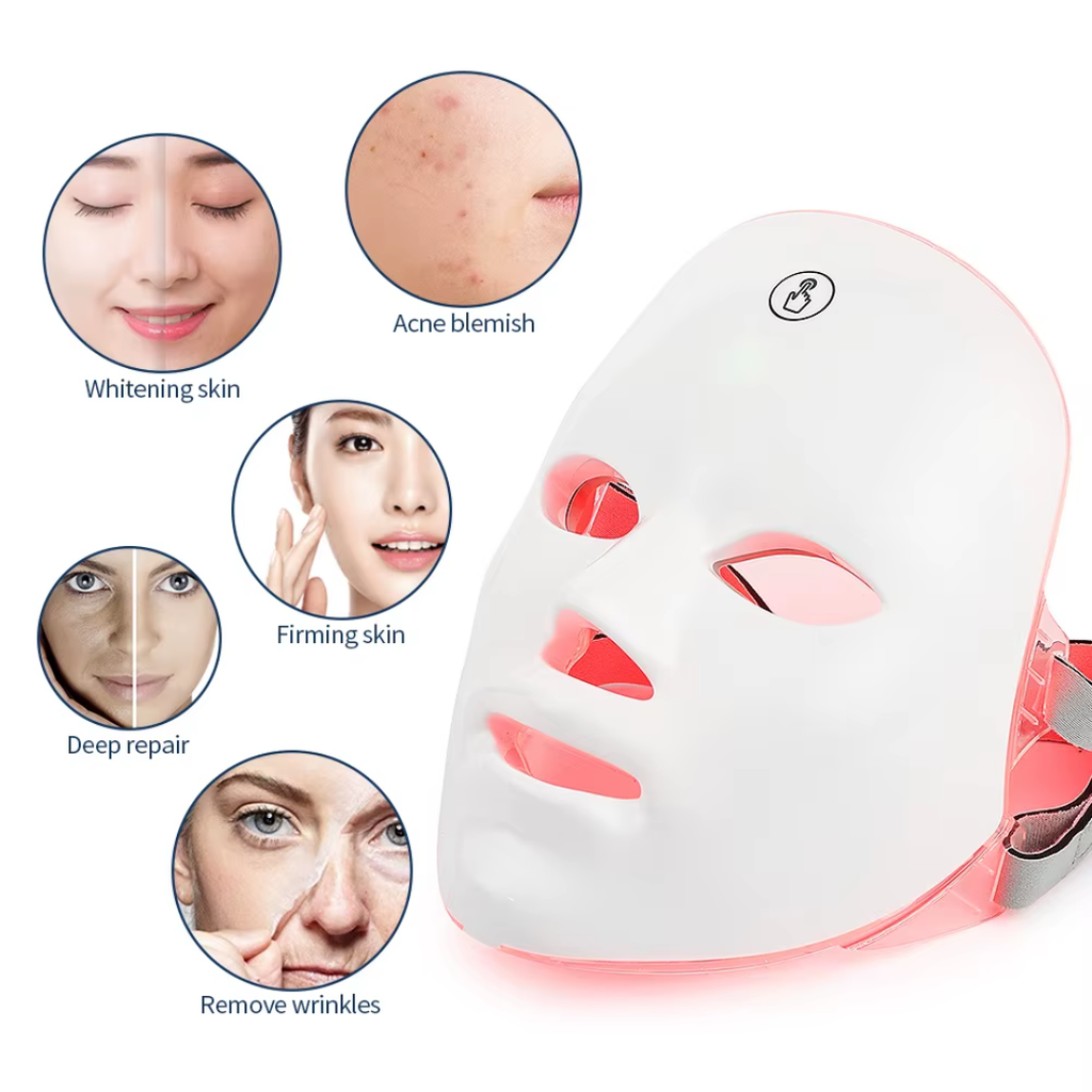 Rechargeable 7 Colour LED Face Mask with Photon Therapy for Skin Rejuvenation