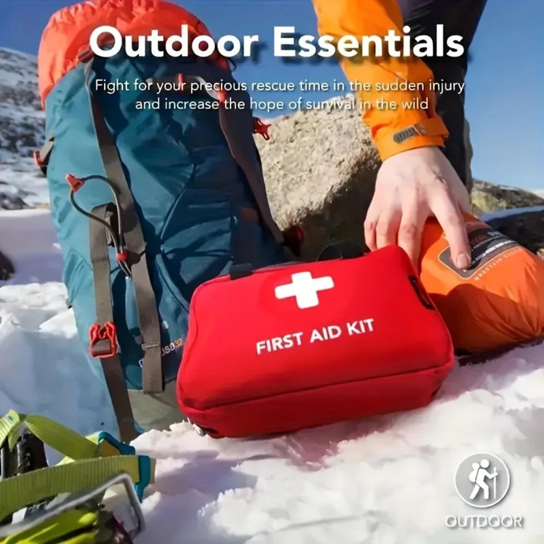 260 Piece Portable First Aid Kit Bag with Bandages, Scissors and Emergency Supplies, Red