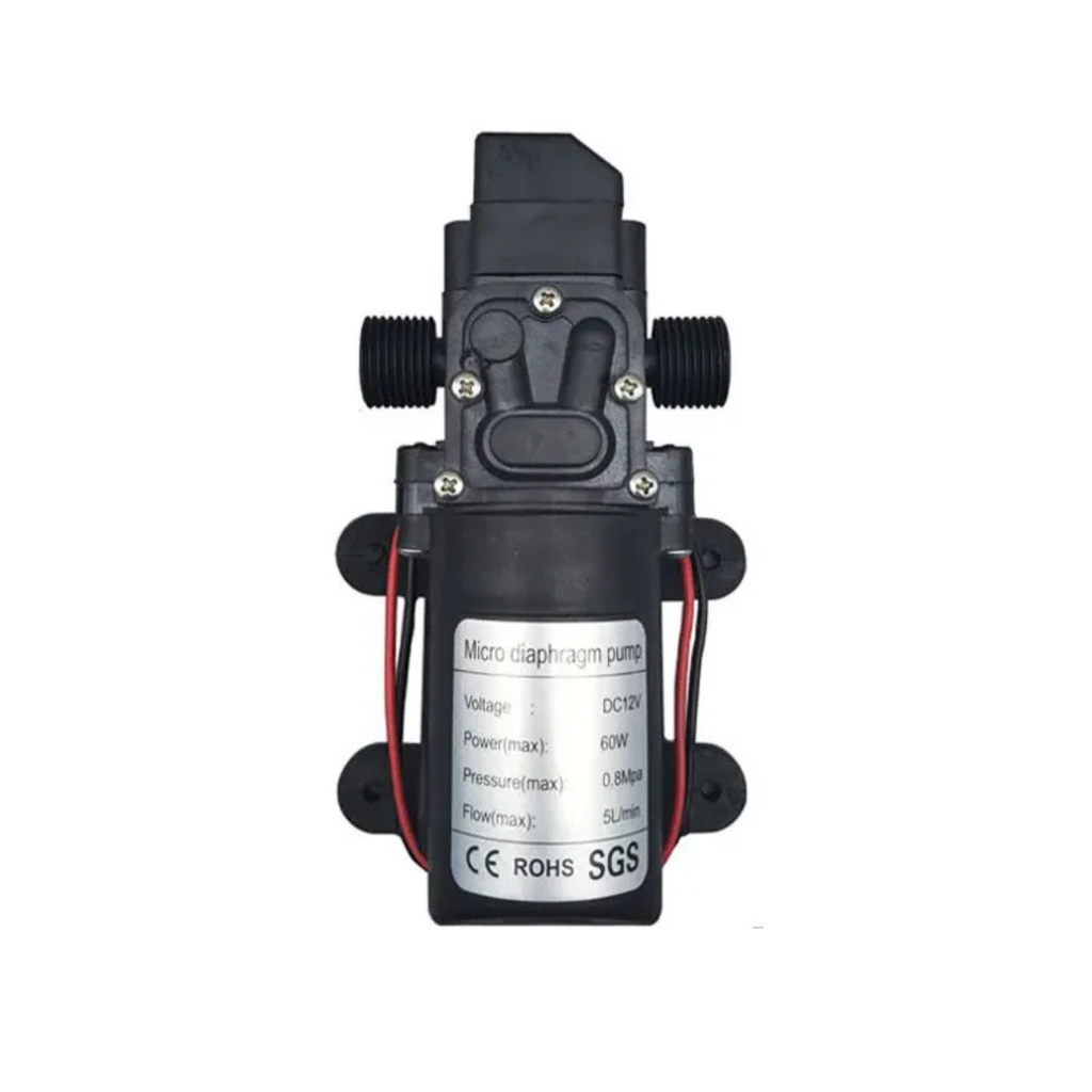 Micro Diaphragm Water Pump Self-Priming 5L/min 0.8MPa, DC 12V 60W