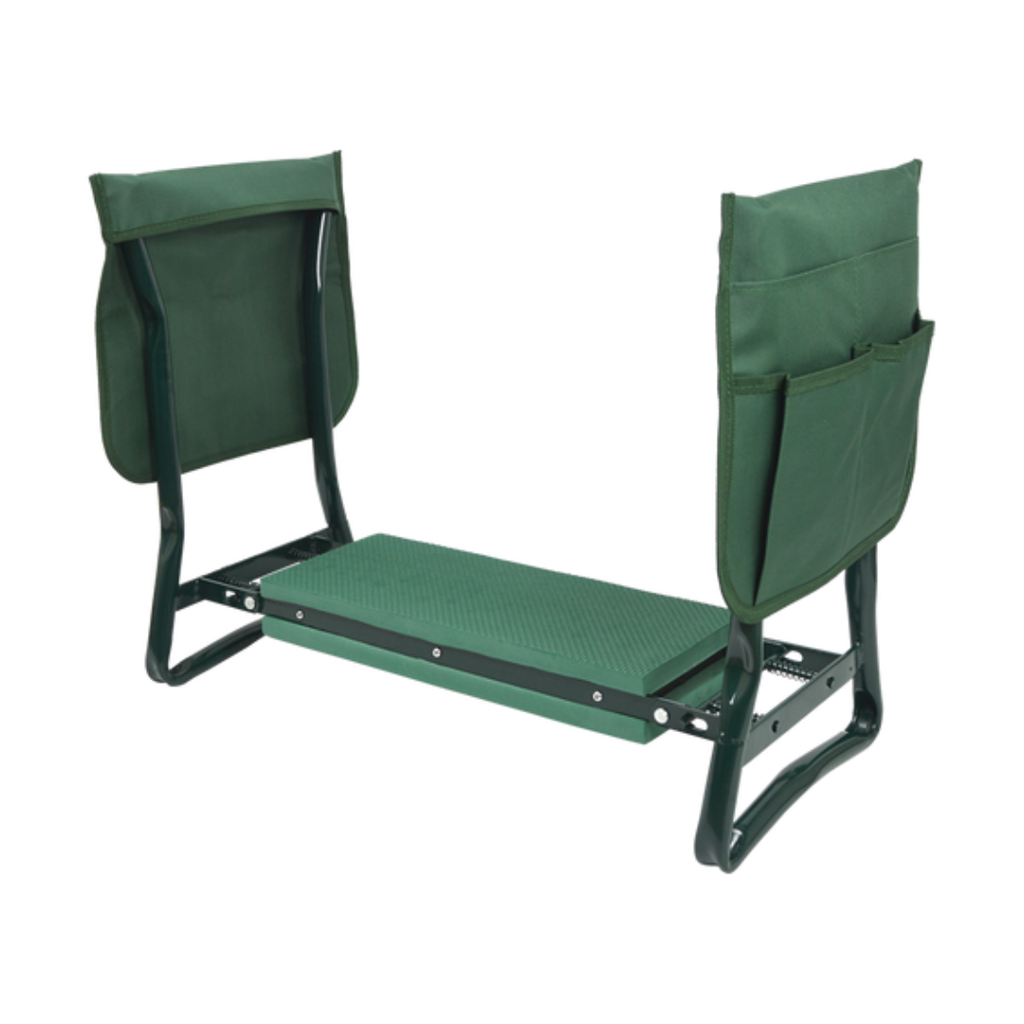 Heavy Duty Foldable Garden Kneeler and Seat with Storage Pouch, Thick EVA Pad, Steel Frame, Green