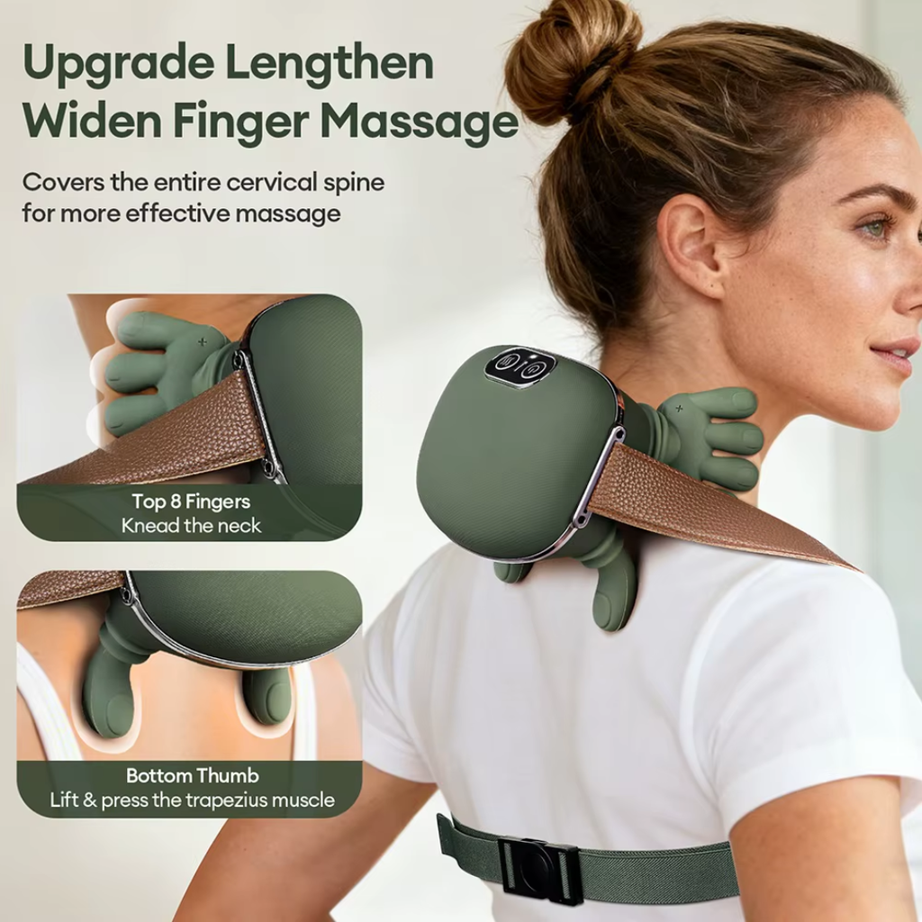 Hand-Shaped Trapezius Neck and Shoulder Massager with Heat, Rechargeable Cordless