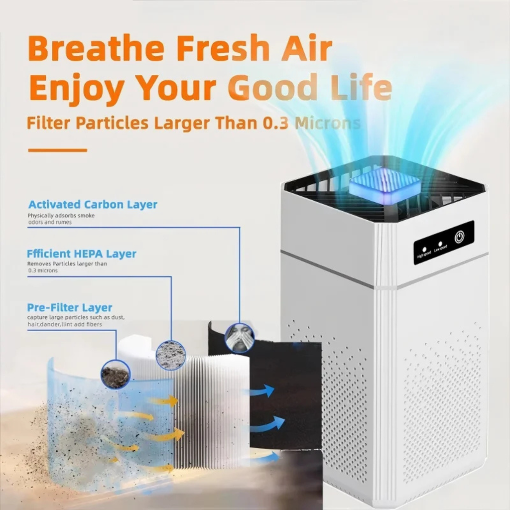 Portable Air Purifier with HEPA Filter and Aromatherapy Function, USB Powered, 18W, Replaceable Filter