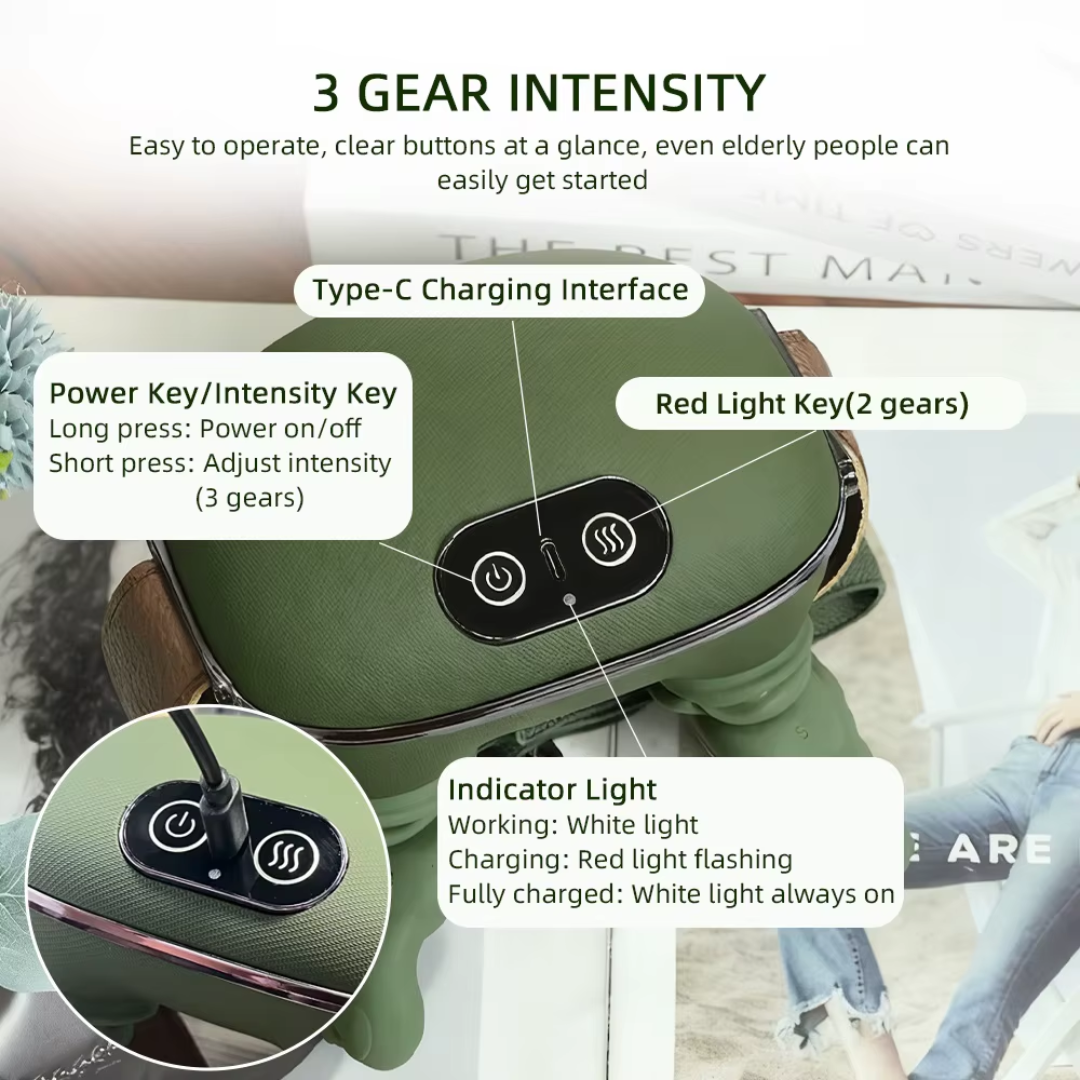 Hand-Shaped Trapezius Neck and Shoulder Massager with Heat, Rechargeable Cordless