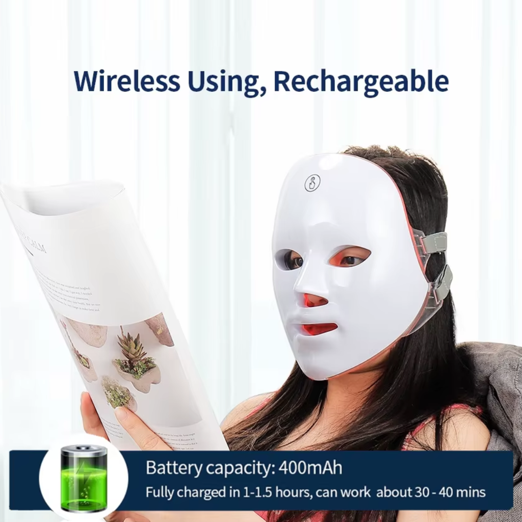 Rechargeable 7 Colour LED Face Mask with Photon Therapy for Skin Rejuvenation