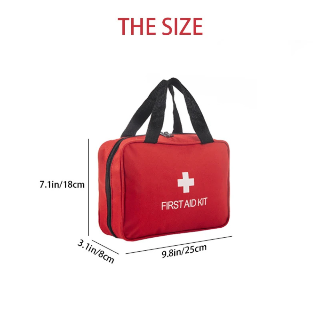 260 Piece Portable First Aid Kit Bag with Bandages, Scissors and Emergency Supplies, Red