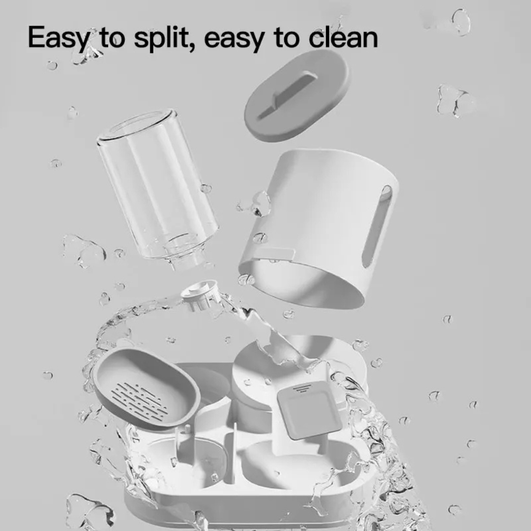 2-in-1 Automatic Pet Feeder and Water Dispenser 1600ml Food, 800ml Water, White and Grey