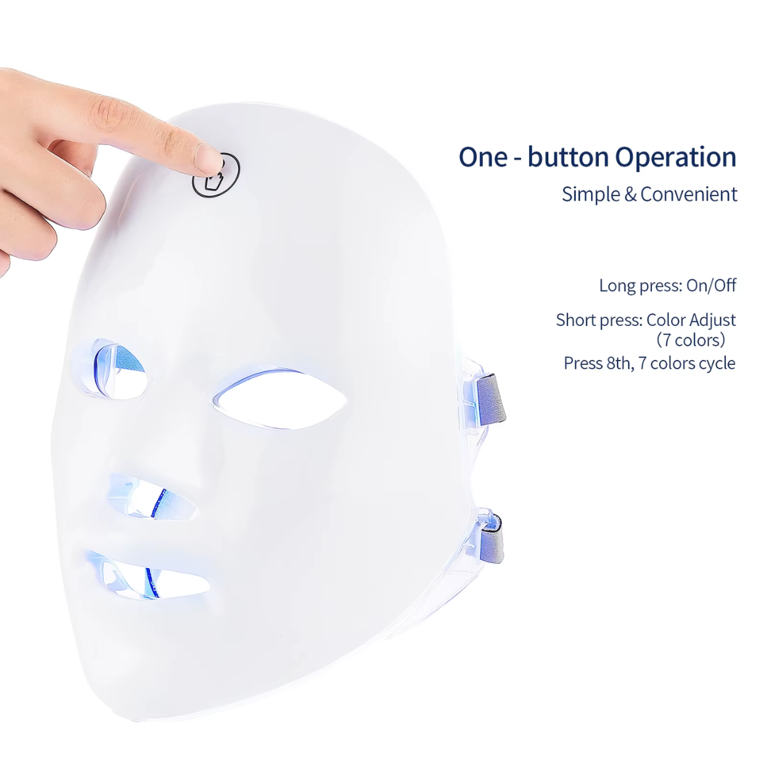 Rechargeable 7 Colour LED Face Mask with Photon Therapy for Skin Rejuvenation