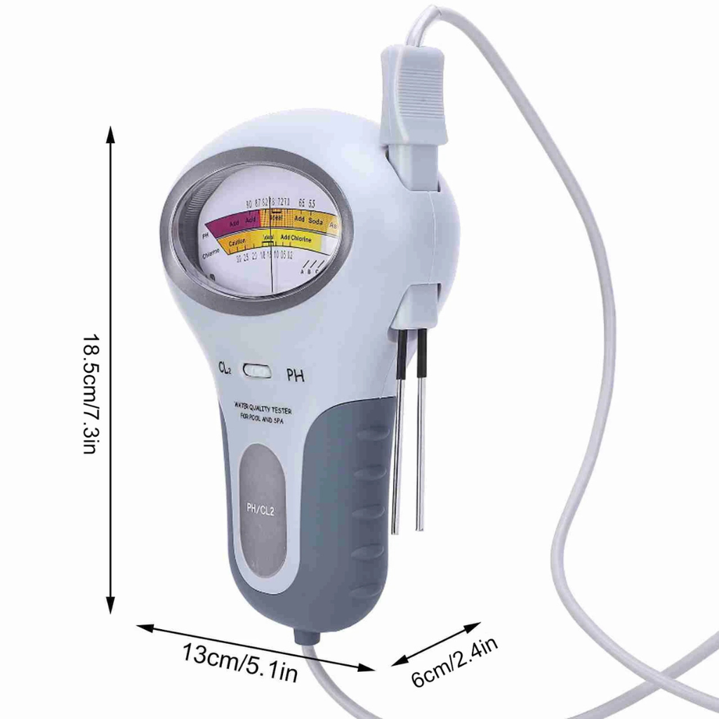 Pool and Spa Water Quality Tester pH and Chlorine Level Meter with Probe and Analog Display