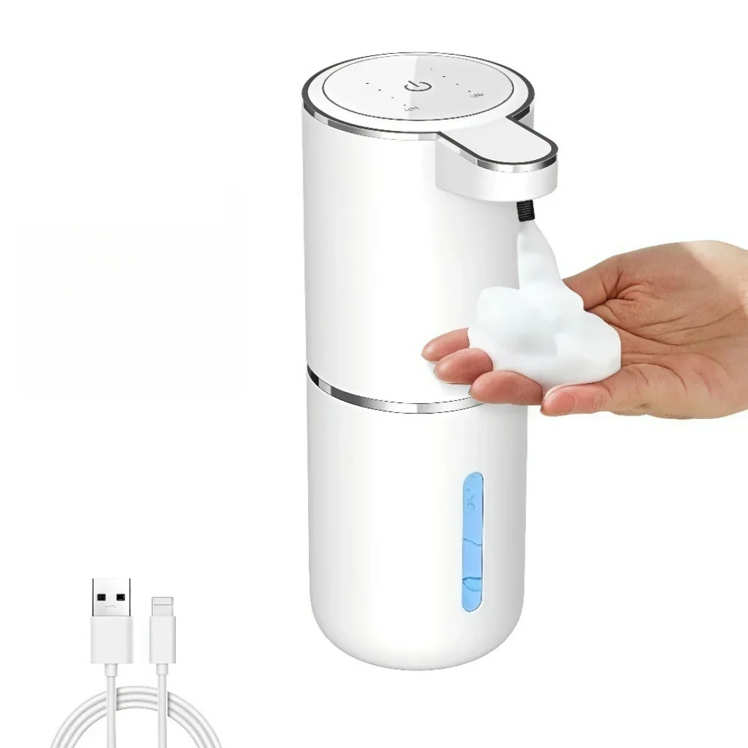 Touchless Automatic Foam Soap Dispenser USB Rechargeable, 4-Level Adjustable Foam Volume, White
