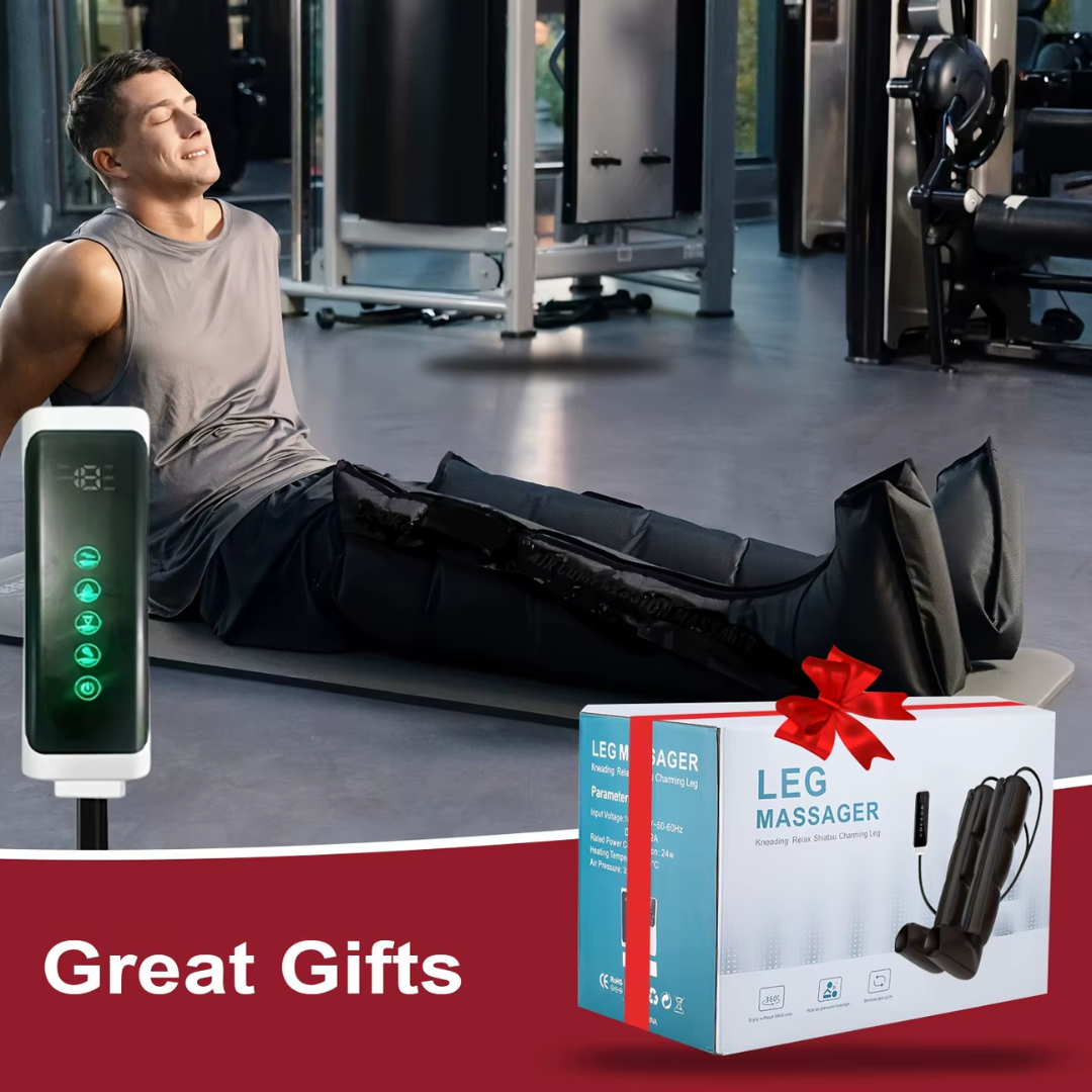 Air Compression Leg Massager Boots (Pair), 6-Airbag Pneumatic, 3-Speed 3-Mode Adjustable