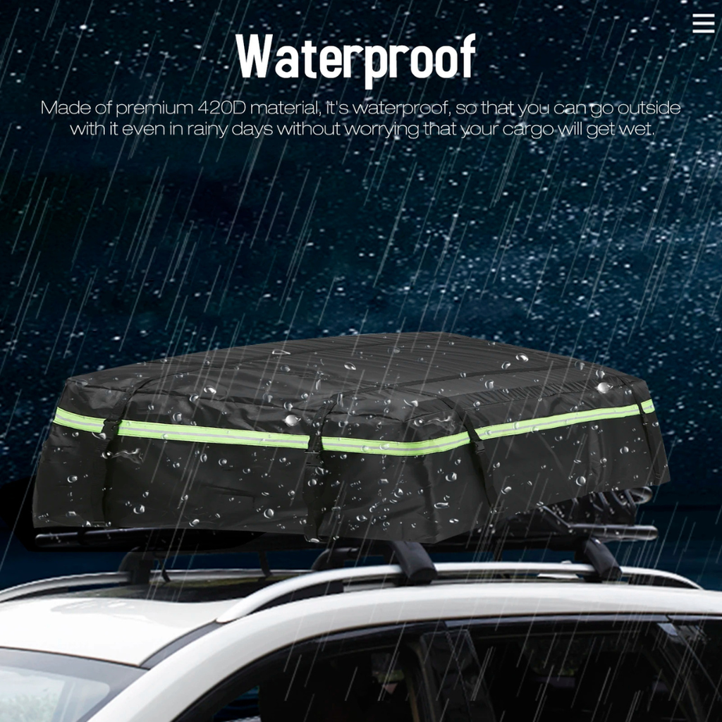 Rooftop Cargo Bag 425L, Waterproof, Heavy Duty, Roof Rack, Storage Bag, Universal Fit, Travel, Camping, Night Reflective Strip
