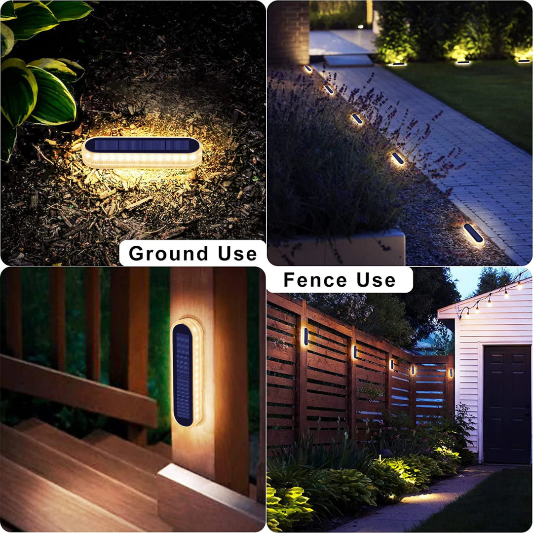 Solar Powered LED Step Lights (6 Pack), IP68 Waterproof, Auto On/Off, Screw Free, for Deck, Stairs, Garden and Patio