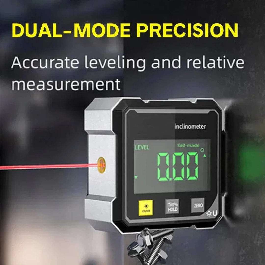 Magnetic Digital Inclinometer with Dual Laser and LCD Display, Digital Angle Gauge, Slope Measuring