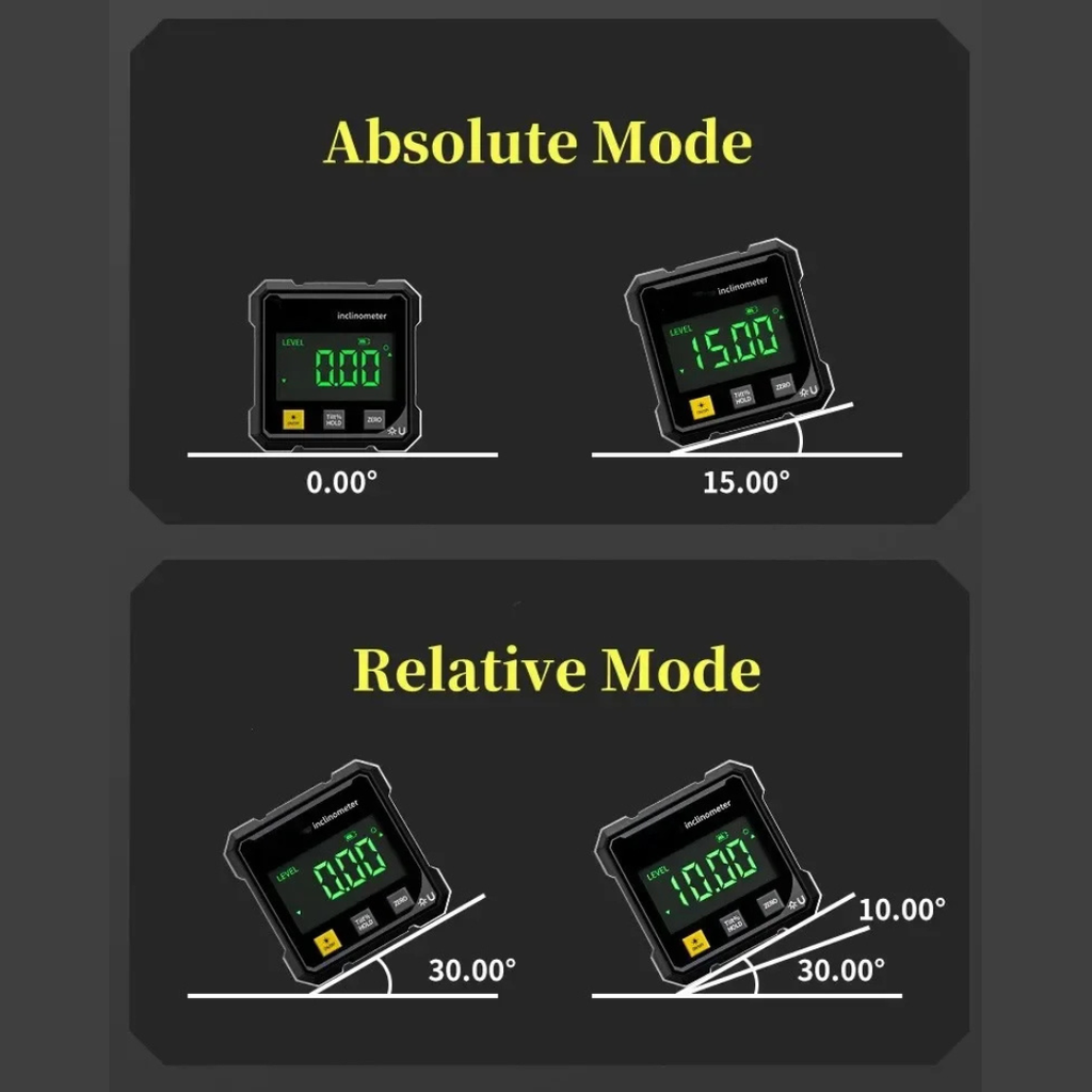 Magnetic Digital Inclinometer with Dual Laser and LCD Display, Digital Angle Gauge, Slope Measuring