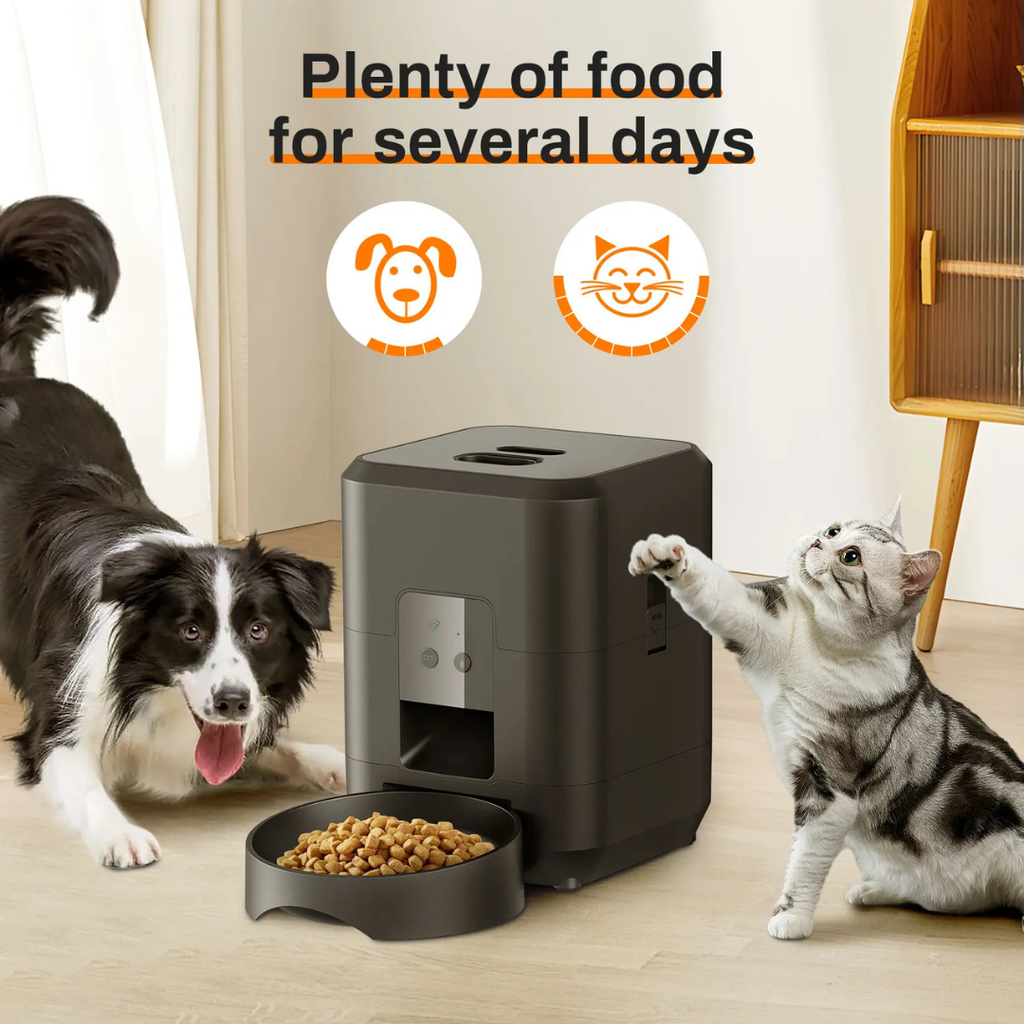 Automatic WiFi Pet Feeder with Programmable Meal Scheduler, Smart Cat Dog Food Dispenser, 2L, Black