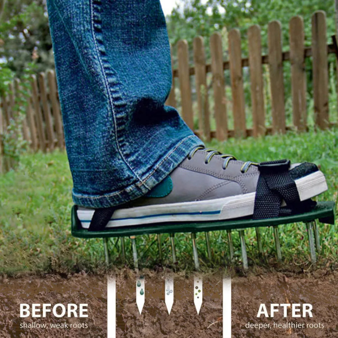 Lawn Aerator Spike Sandals with Adjustable Straps, 1 Pair, Green