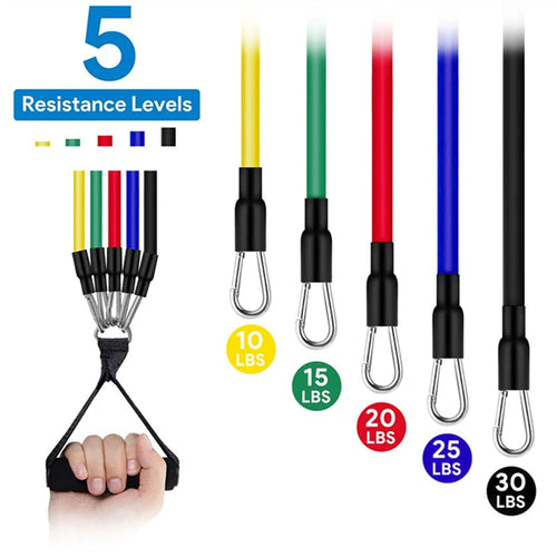 11 Piece Resistance Bands Set - Portable Fitness Exercise Kit
