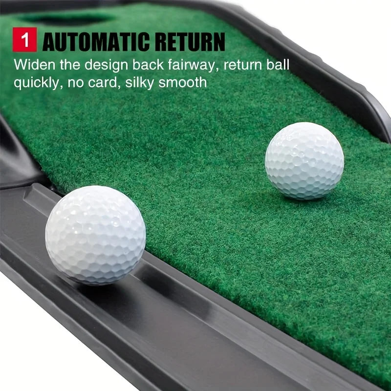 Golf Putting Mat Indoor Practice Green with Automatic Ball Return
