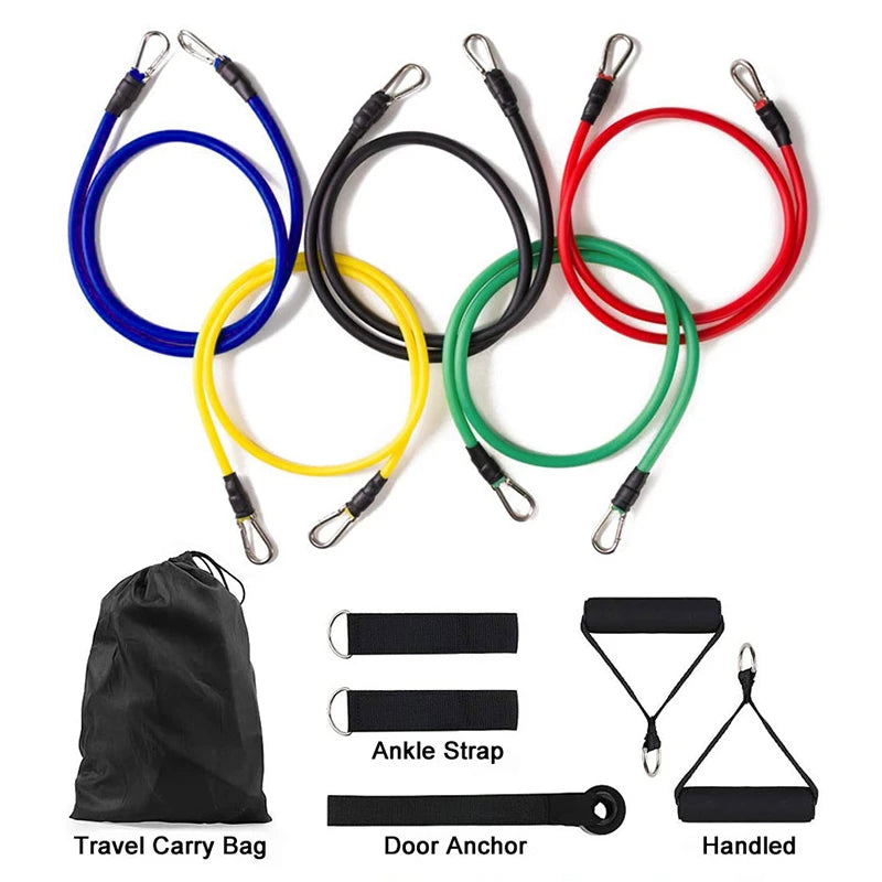11 Piece Resistance Bands Set - Portable Fitness Exercise Kit