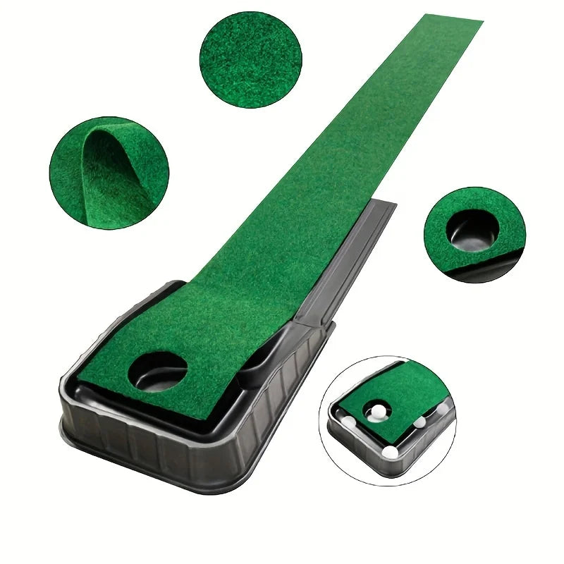 Golf Putting Mat Indoor Practice Green with Automatic Ball Return