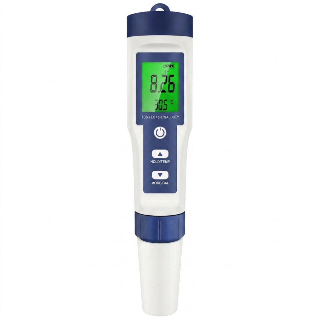 5-in-1 Digital Water Quality Tester Pen pH TDS EC Salinity Temperature with LCD Display