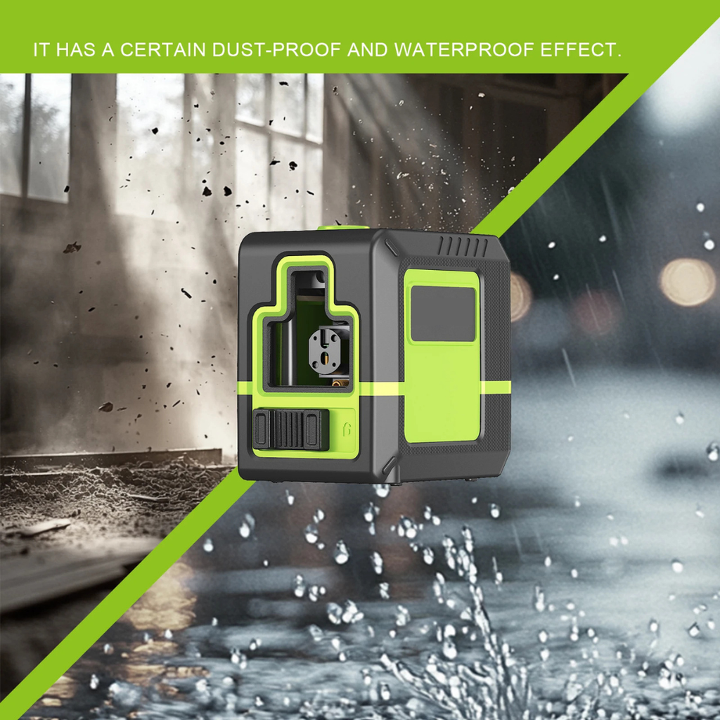 2-Line Green Cross Line Laser Level with travel bag, USB-C charging, Self-Levelling, Dust and Water Resistant