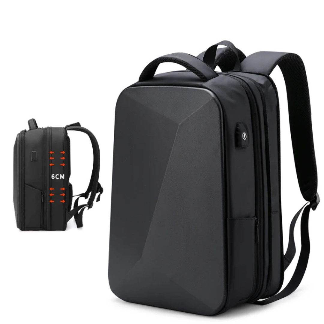 Expandable Water-Resistant and Anti-Theft Business Backpack with TSA Lock and USB Port, 15.6 Inch Laptop, Black