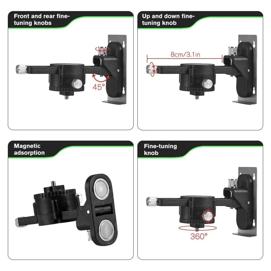 16-Line 4D Green Laser Level Self-Leveling 360 with Bluetooth Remote, 1.5m Tripod and Rechargeable Battery