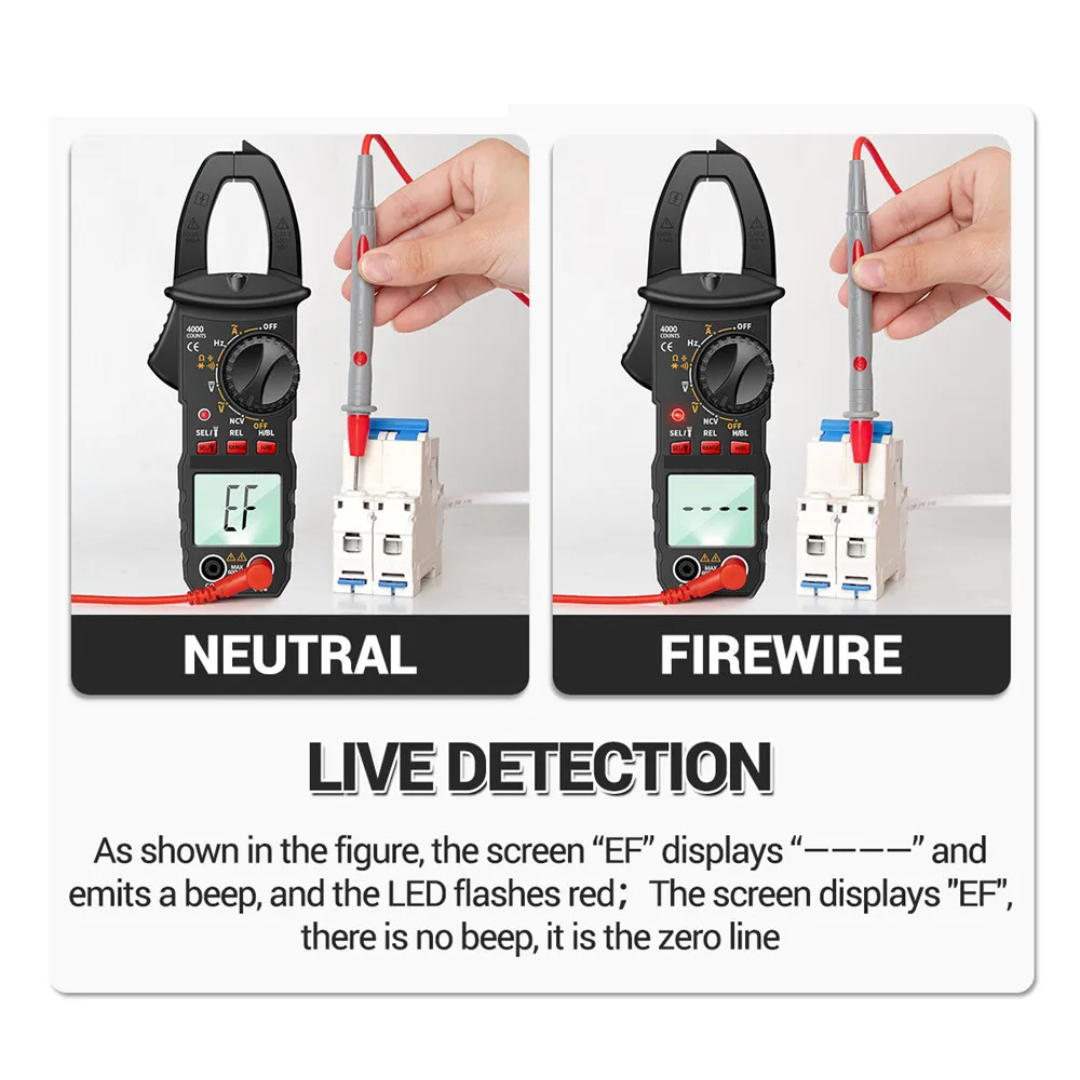 Digital Clamp Meter Multimeter 4000 Count AC DC Voltage Current Resistance Capacitance NCV Tester