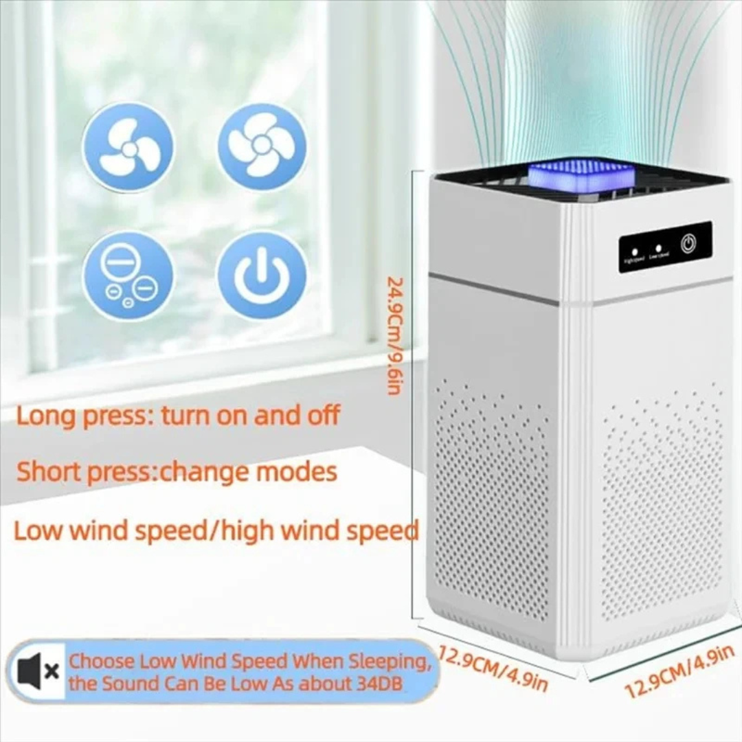 Portable Air Purifier with HEPA Filter and Aromatherapy Function, USB Powered, 18W, Replaceable Filter