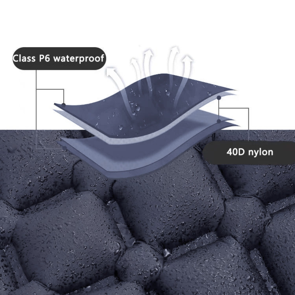 Double Inflatable Camping Mat with Pillows, Built-In Pump, Waterproof, 5cm Thick, 200x120cm, Dark Blue