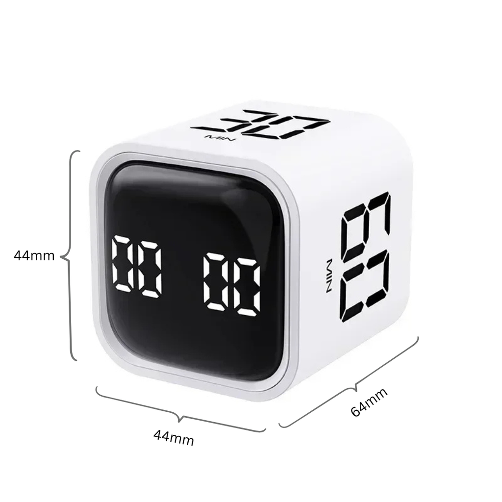 Flip Cube Digital Countdown Timer LED Display Rechargeable with Vibrate and Alarm, White