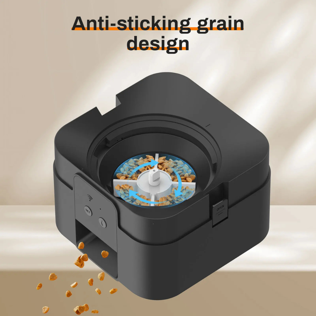 Automatic WiFi Pet Feeder with Programmable Meal Scheduler, Smart Cat Dog Food Dispenser, 2L, Black